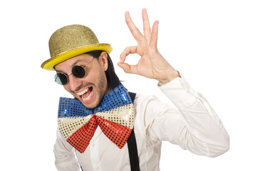 Man in funny concept isolated on white