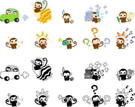 Icons of cute monkeys part 2