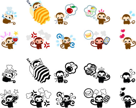Icons of cute monkeys part 3
