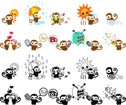 Icons of cute monkeys part 4