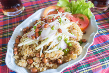 Crispy catfish salad with green mango and vegetable