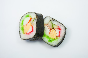 sushi roll on white background