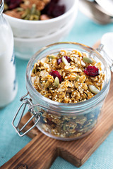 Homemade granola with quinoa and cranberry