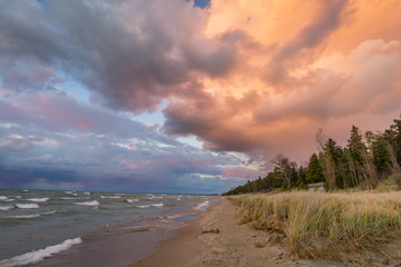 Storm Clouds Over a Lake Huron Beach