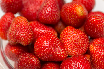 Strawberries arranged on the display