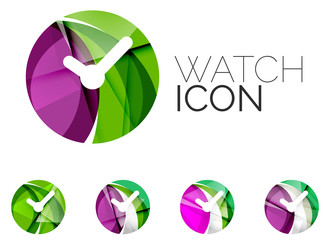 Set of abstract watch icon, business logotype concepts, clean modern geometric design