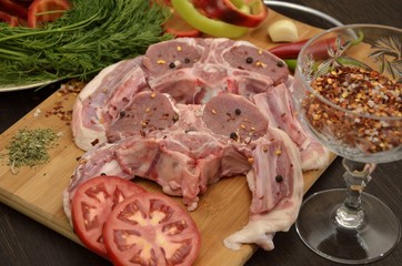 Fresh meat with vegetables and spices