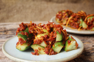 Cucumber kimchi korean food