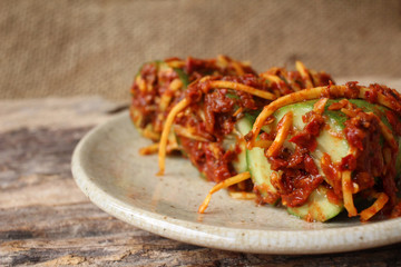 Cucumber kimchi korean food