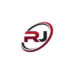 Modern Initial Logo Circle RJ