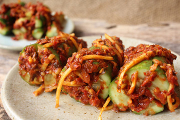 Cucumber kimchi korean food