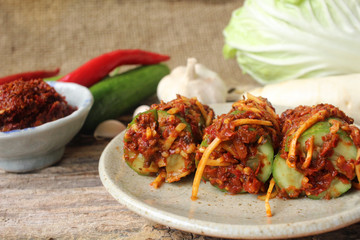 Cucumber kimchi korean food
