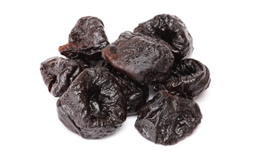 Dried plum - prunes, isolated on a white background. 