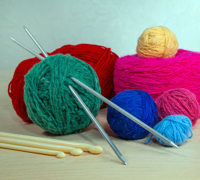 yarn for knitting needles, close-up