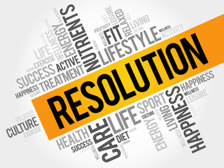 RESOLUTION word cloud, fitness, sport, health concept
