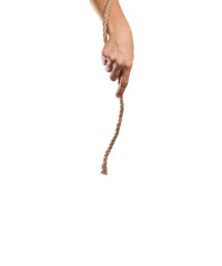 woman's hand holds a rope