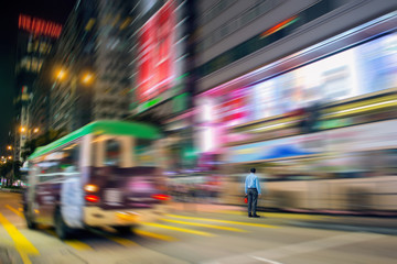 Fototapeta na wymiar Motion blurred city background in hong Kong business district