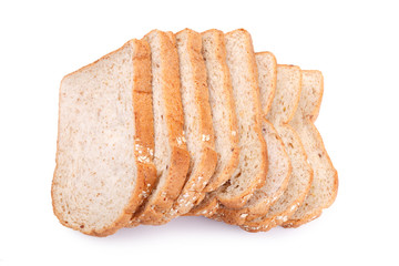 slice of bread on white background