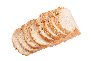 slice of bread on white background