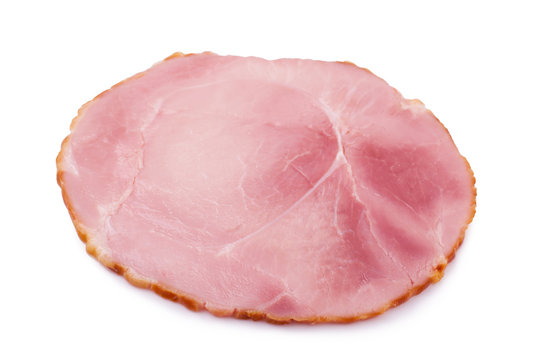 Sliced smoked ham isolated on white background