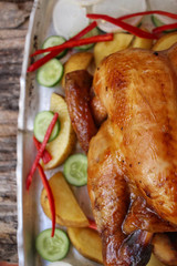 Roasted turkey and vegetables for thanksgiving day