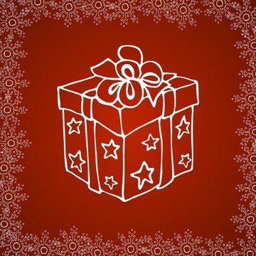 Christmassy gift with stars and ribbons - weihnachtliches Geschenk mit Sternen und Schleife