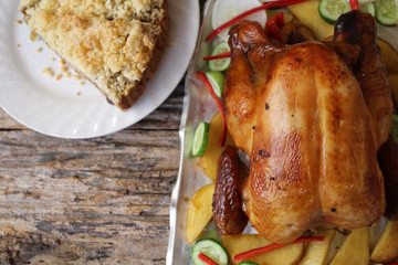 Roasted turkey and apple cake for thanksgiving day