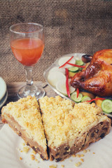 Roasted turkey and apple cake for thanksgiving day