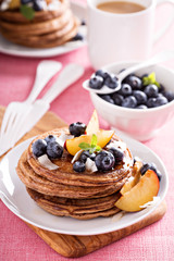 Cinnamon coconut flour pancakes with fresh fruits