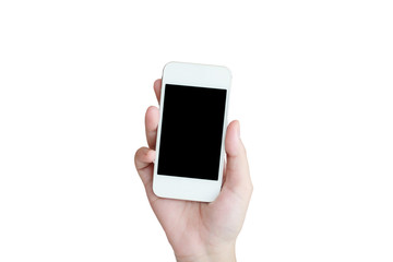 isolated woman hand holding the phone tablet touch computer gadg