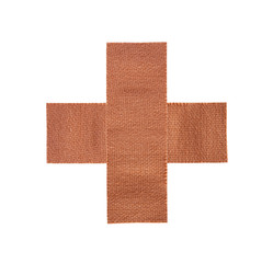 Sticky medical fabric plaster first-aid equipment isolated on wh