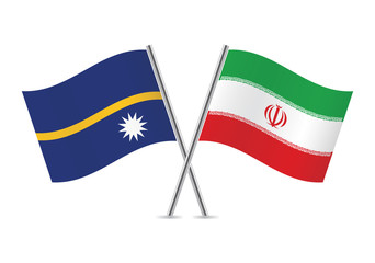 Nauru and Iranian flags. Vector illustration.