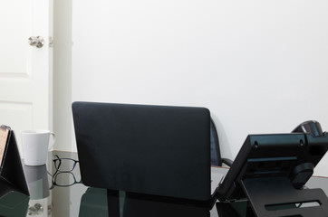 Equipment on desktop in office