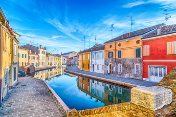 houses in Comacchio, the little Venice - obrazy, fototapety, plakaty