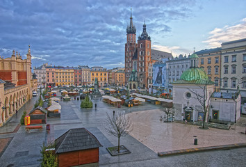 St Mary Basilica and Church of St Wojciech and Cloth Hall in the Krakow