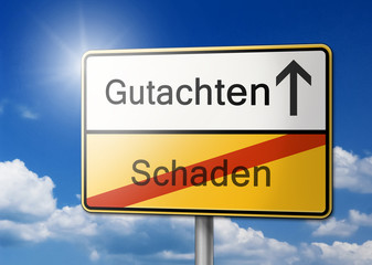 Obraz premium Gutachten Schaden Schild