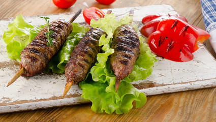 Beef Kebab with grilled healthy vegetables.