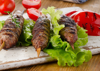 Beef Kebab with grilled vegetables.