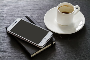 Business break - coffee cookies and notepad