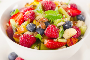 Bowl of healthy fresh fruit salad