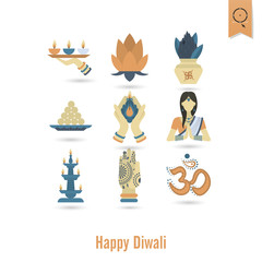 Diwali. Indian Festival Icons