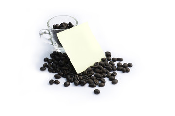 Coffee beans with shot glasses white background