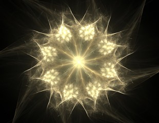 Stained glass flower or butterfly, digital fractal art design