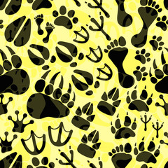 Plakat pattern with footprints and bones