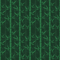 Vector seamless bamboo pattern in green and dark green colors