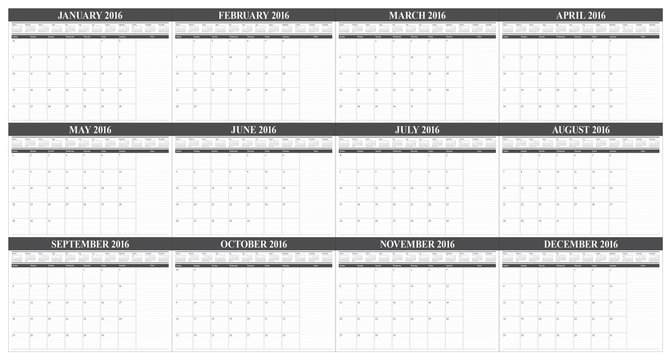 2016 table calendar