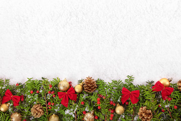Christmas border with snow and copyspace