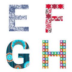 Set of Colorful patterned letters