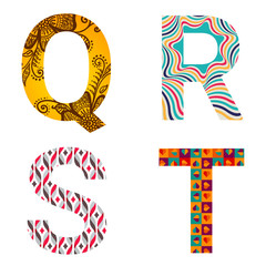 Set of Colorful patterned letters