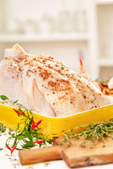 Preparing Christmas turkey dinner 